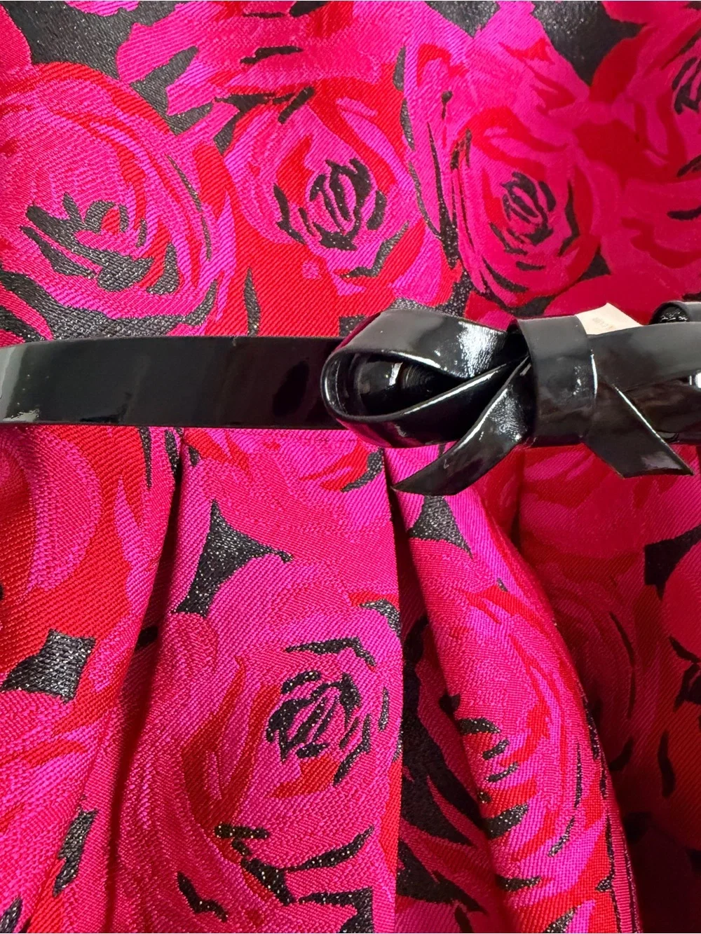 The Children's Place Hot Pink and Black Rose Jacquard Party Dress